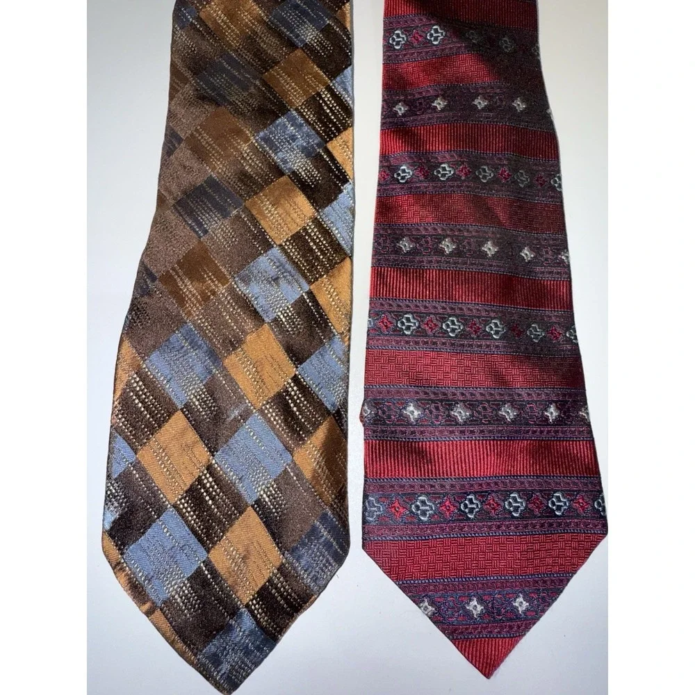 2 Yves Saint Laurent And Christian Dior Men's Neckties Silk Italian Rare!! YSL Y